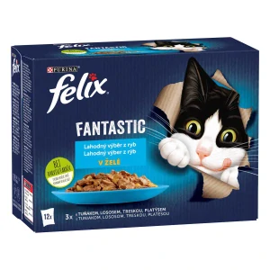 Felix Fantastic s lososem platýsem tuňákem a treskou v želé 12 x 85 g
