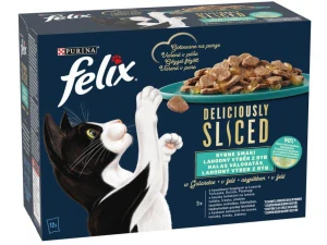 Felix Deliciously Sliced losos tuňák treska platýs jelly 12 x 80 g