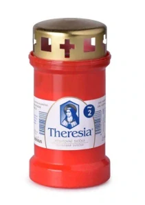 Hřbitovní svíčka Theresia s víčkem 170g - 2 dny červená č. 21